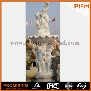 White Marble Carving Fountain Garden Human Like Water Sculptured