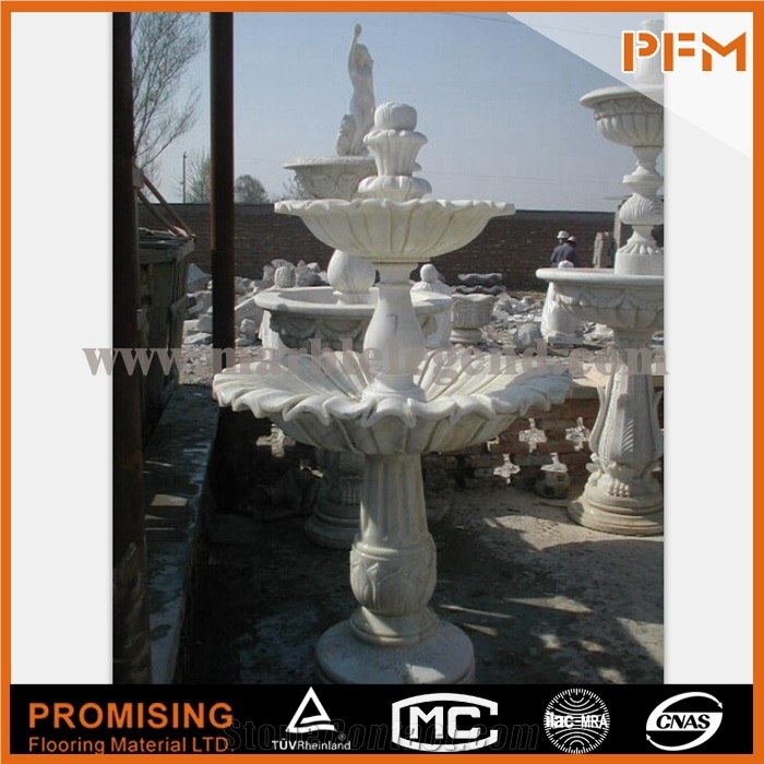 White Marble Carving Outdoor Beautiful Fountain 2 Tiers