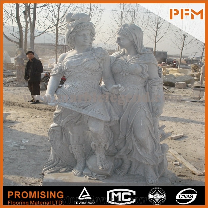 White Marble Western Style Hand Carved Human Face Beast Animal Statue