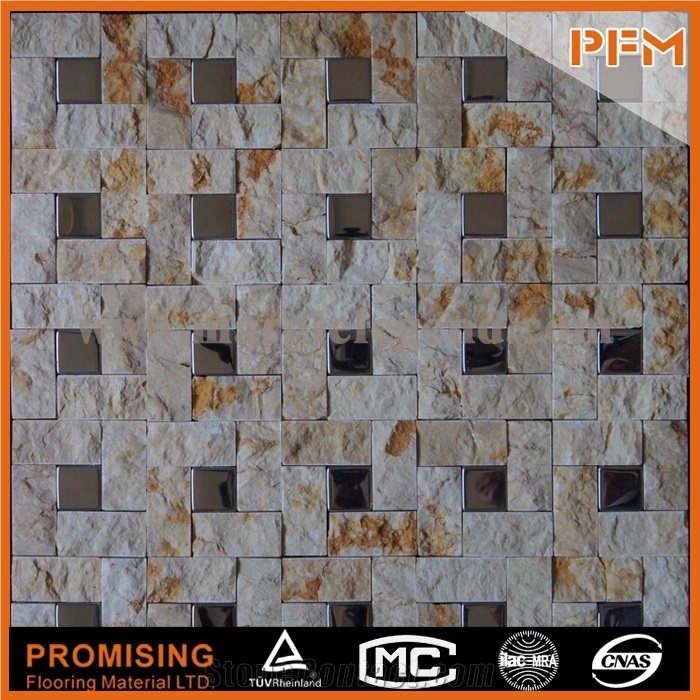 Wholesale Cheap Price Waterjet Multicolor Natural Stone Travertine Mosaic for Sale
