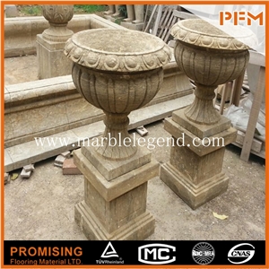 Wholesales Brown Marble Christmas Decor Flower Pot,Carved Marble Flower Pots