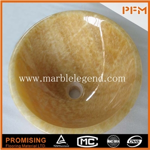 Yellow Marble Circle Sink,Yellow Wooden Marble Round Shaped Vessel Sink