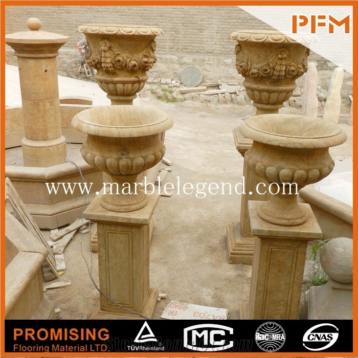 Yellow Marble Garden Flower Pot,China Marble Flower Plant Pot