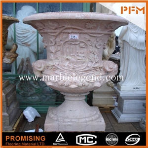 Yellow Marble Garden Flower Pot,High Quality Marble Flower Pot