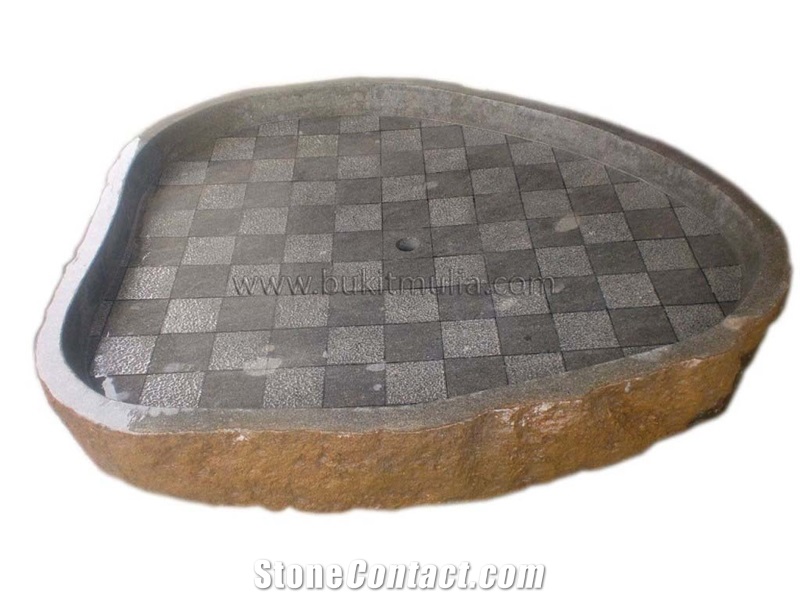 Indonesia Natural Grey Riverstone Shower Tray