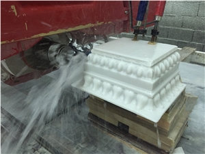 Sivec White Marble Carving Column Base on the Machine Tool with Cnc