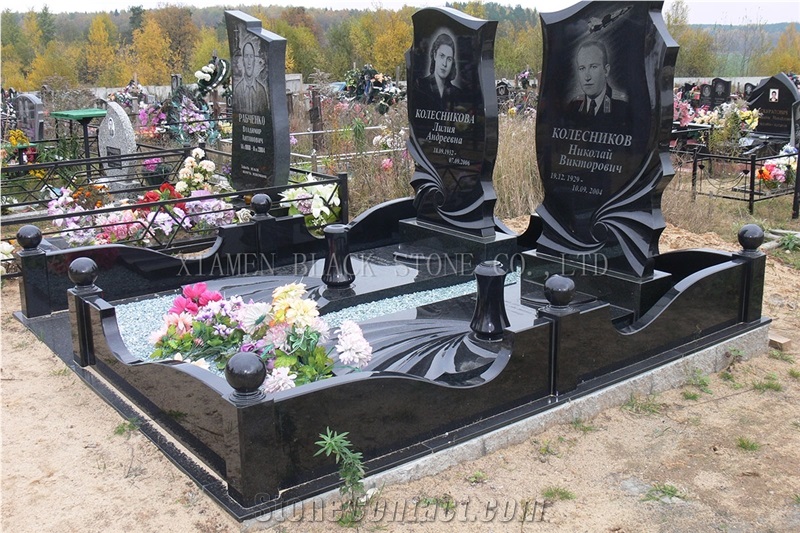 Absolutely Shanxi Black Granite Tombstones, Monuments, Headstones, Gravestone,Double Monuments,Russia Style,Western Style