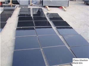 Chian Absolute Black/Hebei Black Granite Tiles & Slabs,Wall Tiles,Flooring Tiles,For Countertops,Steps