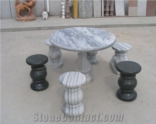 China Granite Table and Bench, Garden Table and Bench,Outdoor Table and Bench, G603 Grey Granite Garden Tables