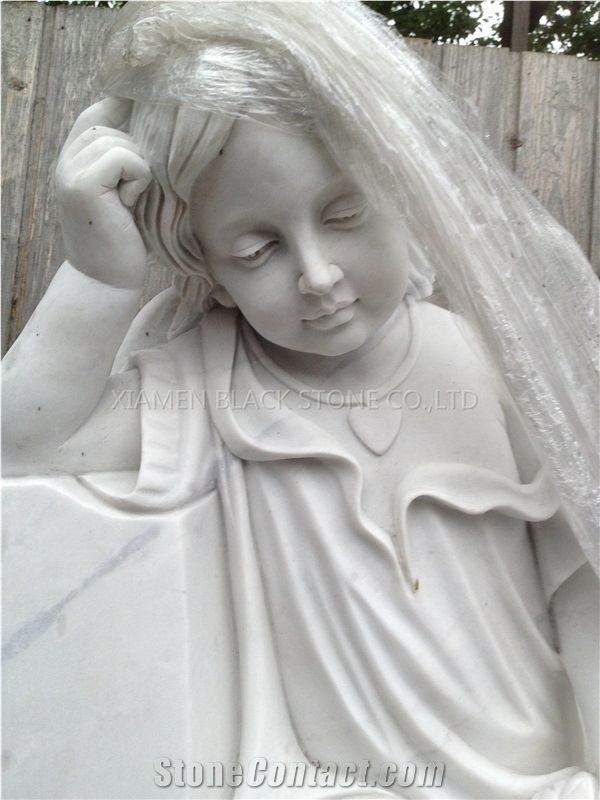 Glacier White Marble Real Design and Manufacture White Baby Angel Carving Tombstone,Granite and Granite Monuments.Headstones,Gravestone