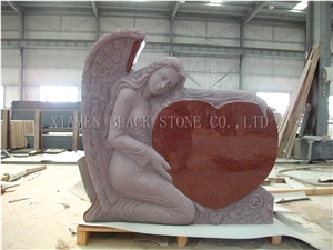 Indian Red Angel Heart Tombstones,Heart Monuments,Heart Headstone,Baby Angel