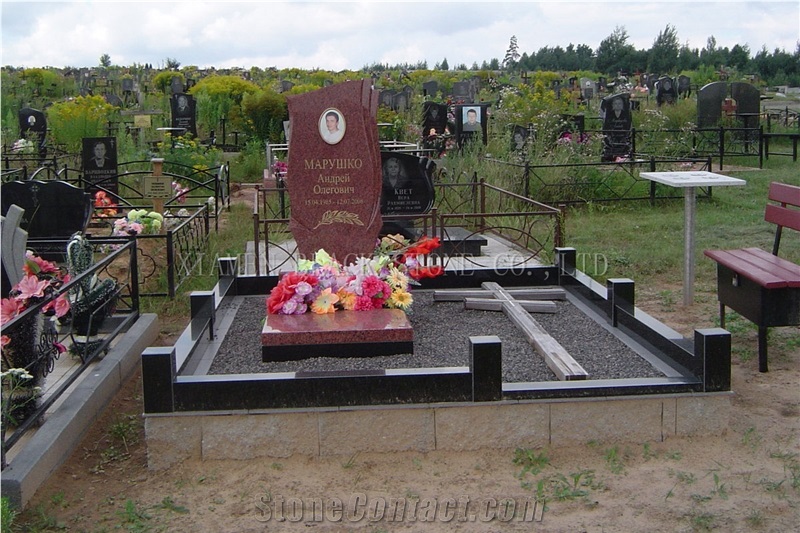 Indian Red,Shanxi Black Granite Tombstones, Monuments, Headstones, Gravestone,Russia Style,Western Style