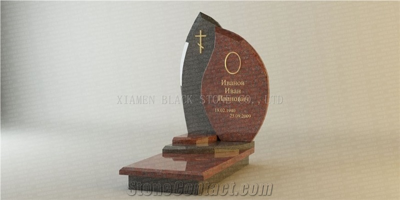Indian Red with Shanxi Black Granite Western Style Cross Monuments,Tombstones,Gravestone,Headstones