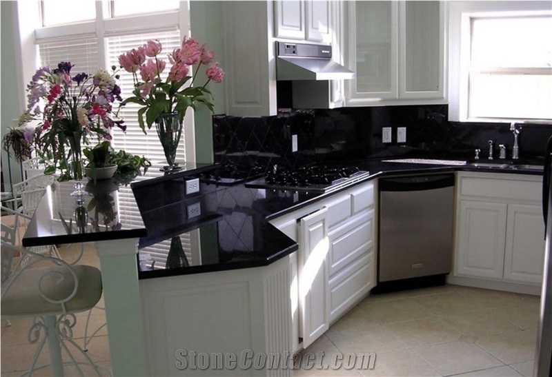 Shanxi Black Absolute Black Granite Kitchen Countertops / Western Design Desk Tops/Vanity Top/Island Top & Bar Top