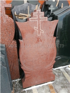 Shanxi Black Granite Cross Tombstone, Engraved Headstone, Western Style Tombstone
