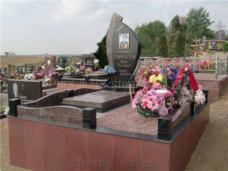Shanxi Black Granite Tombstones,Monuments,Headstones,Gravestone,Double Monuments,Russia Style