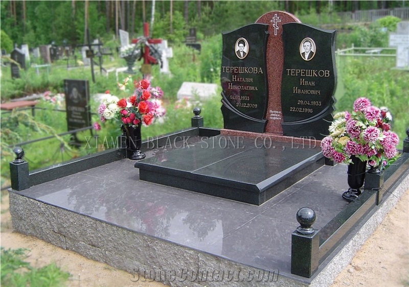 Shanxi Black Indian Red Granite Tombstones, Monuments, Headstones, Gravestone,Double Monuments,Russia Style,Western Style