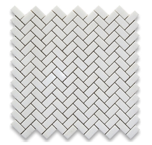 Angel White Herringbone Mosaic Tile, Angel White Marble Slabs & Tiles