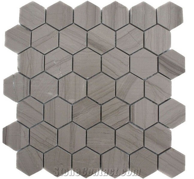 Athen Grey Marble Hexagon Mosaic Tile,China Grey Marble, Decorative Marble Tile, Beige Marble Floor Tile, Wall Decor Mosaic