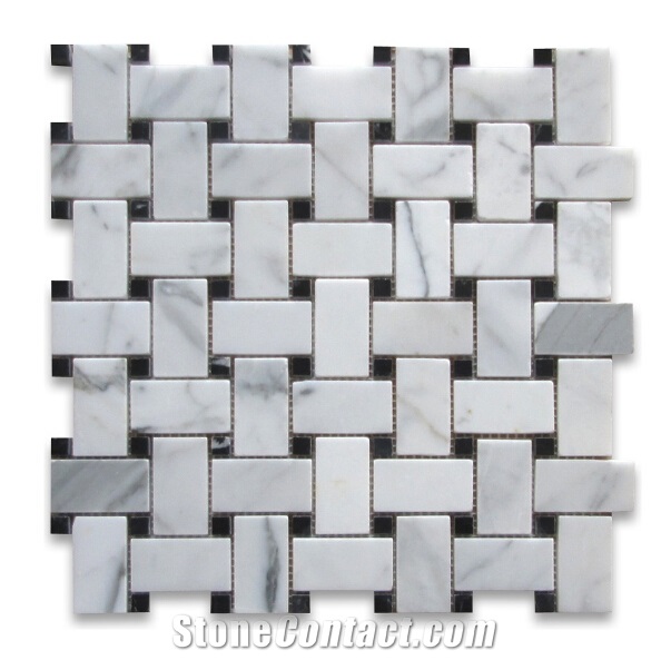 Bianco Carrara Marble Mosaic Tile, Italy White Marble, Polisehd Basketweave Mosaic, New Style Wall Decor Mosaic, Wall Covering Tile Panels