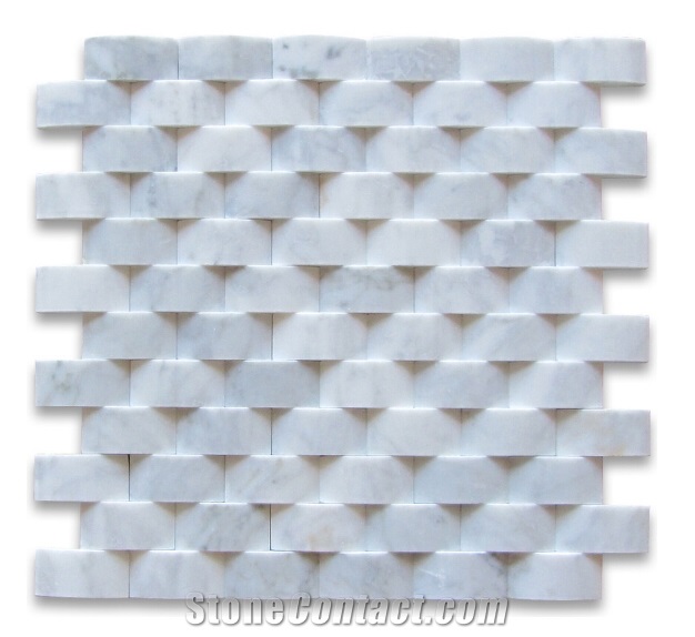 Calacatta Gold White Marble Cambered Curved 3d Mosaic Tile