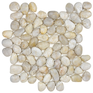White Pebble Mosaic Tile Polished,Cheap Pebble Flooring Tile,White Pebble Stone,Polished Pebble
