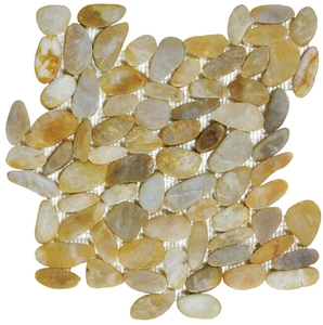Yellow Sliced Flat Pebble Polished,Pebble Sliced Tile,Pebble Paving Stone,Natural Pebbel,Chipped Polished Pebble,Natural Pebble Stone