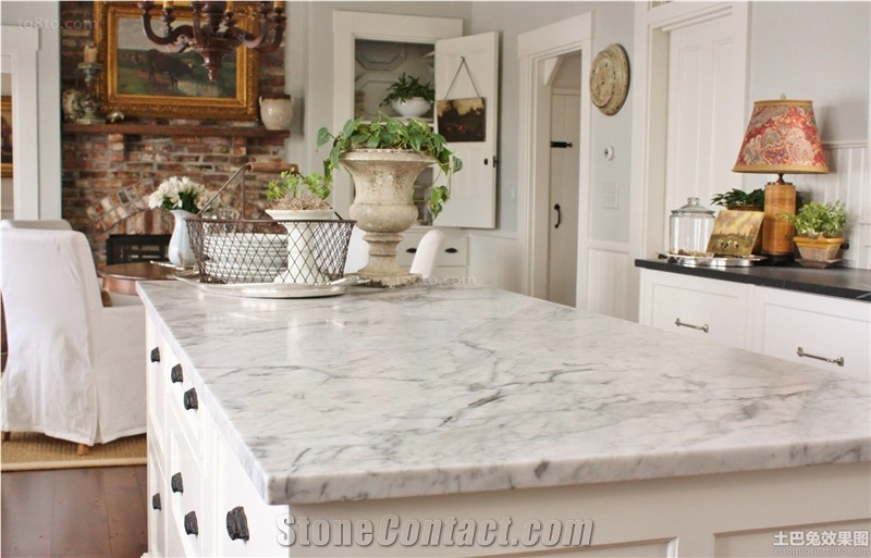 White Marble Kitchen Countertops