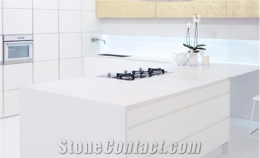 Sky White Solid Surface Kitchen Countertops From United Kingdom
