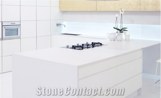 Sky White Solid Surface Kitchen Countertops