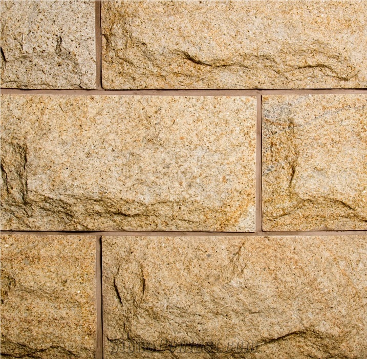 Natural Granite - Rustic Gold Mushroomed Wall Stone