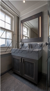 Bardiglio Vagli Marble Bathroom Vanity and Solid Basin