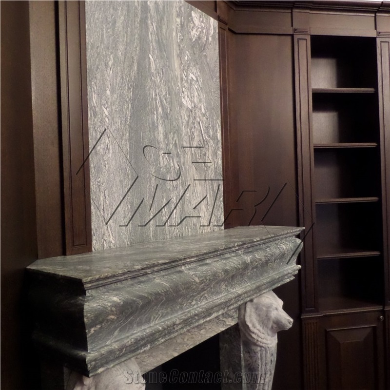 Cipollino Cardoso Marble Hand Carved Fireplace