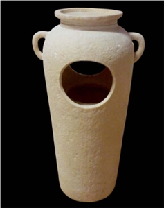Trash Can, Beige Artificial Stone