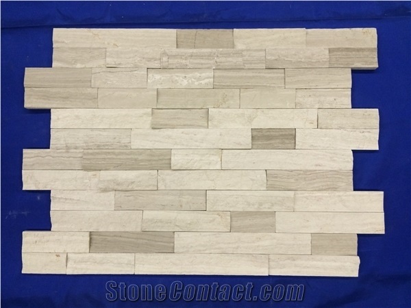 White Wooden Vein Marble Culture Stone Stacked Stone Field Stone Wall Cladding Panel Loose Stone,Interior Loose Corner Stone-Gofar
