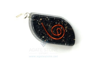 Black Tourmaline Orgone Eye Pendant, Orgonite Black Healing Pendant, Copper Ring Meditation