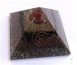 Black Tourmaline Orgone Layer Copper Pyramid with Point Orgonite Black Copper Layered Pyramid Wholesale Healing Crystals and Meditation