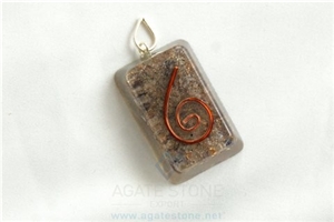 Blue Aventurine Orgone Rectangle Pendant, Orgonite Pendants, Healing Crystals with Copper Ring