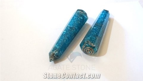 Blue Orgone Energy Faceted Massage Wands Orgonite Onyx Massage Meditation and Peace