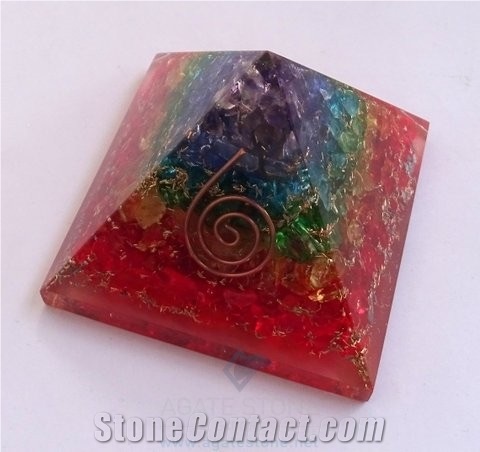 Chakra Layer Onyx Orgone Energy Pyramid, Orgonite Chakra Layer Pyramid,Healing Crystals