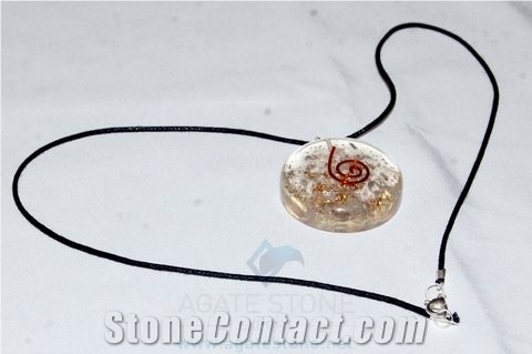 Crystal Orgone Disc Pendant with Cord, Orgonite Crystal Pendant, Healing Crystals