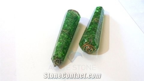Green Orgone Energy Faceted Massage Wands Orgonite Green Onyx Healing Sticks Meditation Crystals