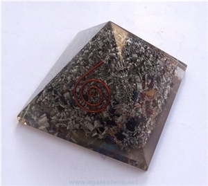 Metal Orgone Chakra Pyramid with Chakra Chips, Orgonite Metal Pyramid, Healing Crystals