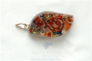 Mix Chakra Stone Orgone Eye Pendant, Orgonite Chakras Healing Gemstone Pendants