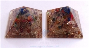 Multi Gemstone Orgone Chakra Pyramid, Orgonite Mix Gemstone Pyramid, New Age Crystal Metaphysical