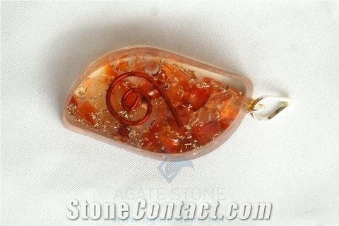 Orange Orgone Eye Pendant, Orgonite Onyx Pendant, Healing Crystals