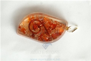 Orange Orgone Eye Pendant, Orgonite Onyx Pendant, Healing Crystals