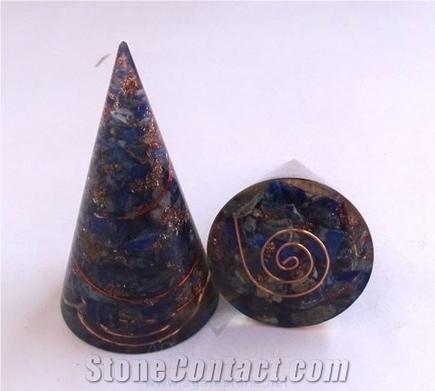 Orgonite Lapis Lazuli Cone Orgone Lapis Pyramid Healing and Meditation Cone with Copper Wire