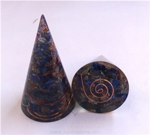Orgonite Lapis Lazuli Cone Orgone Lapis Pyramid Healing and Meditation Cone with Copper Wire