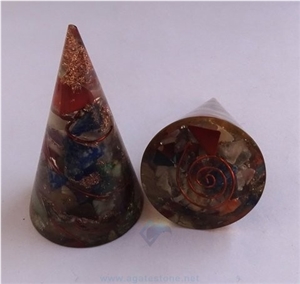 Orgonite Mix Chakra Stone Cone Orgone Chakras Cone Healing Crystals